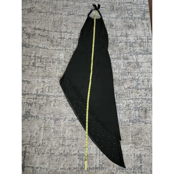 Cache Women's Black Taffeta Halter Asymmetric Hem Cocktail Dress Size Medium NWT - Picture 5 of 10